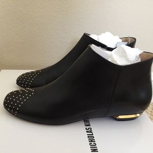 Nicholas Kirkwood Black Studded Leather Ankle Boot